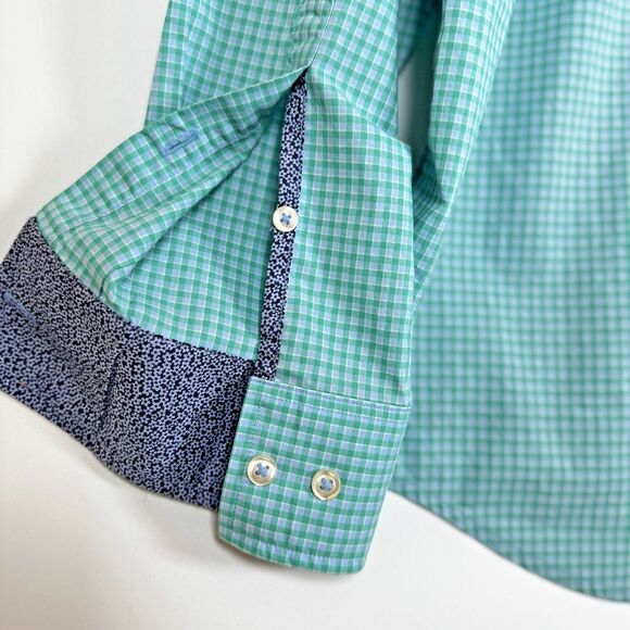 Tommy Bahama Shirt Mens XL Green Blue Check Newport Coast Button Up Long Sleeve - Picture 8 of 14